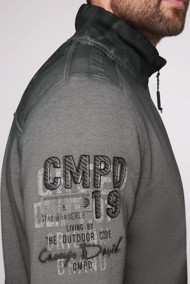 New CAMP DAVID & SOCCX Sweatjacke Oil Dyed mit Logo Artworks granite