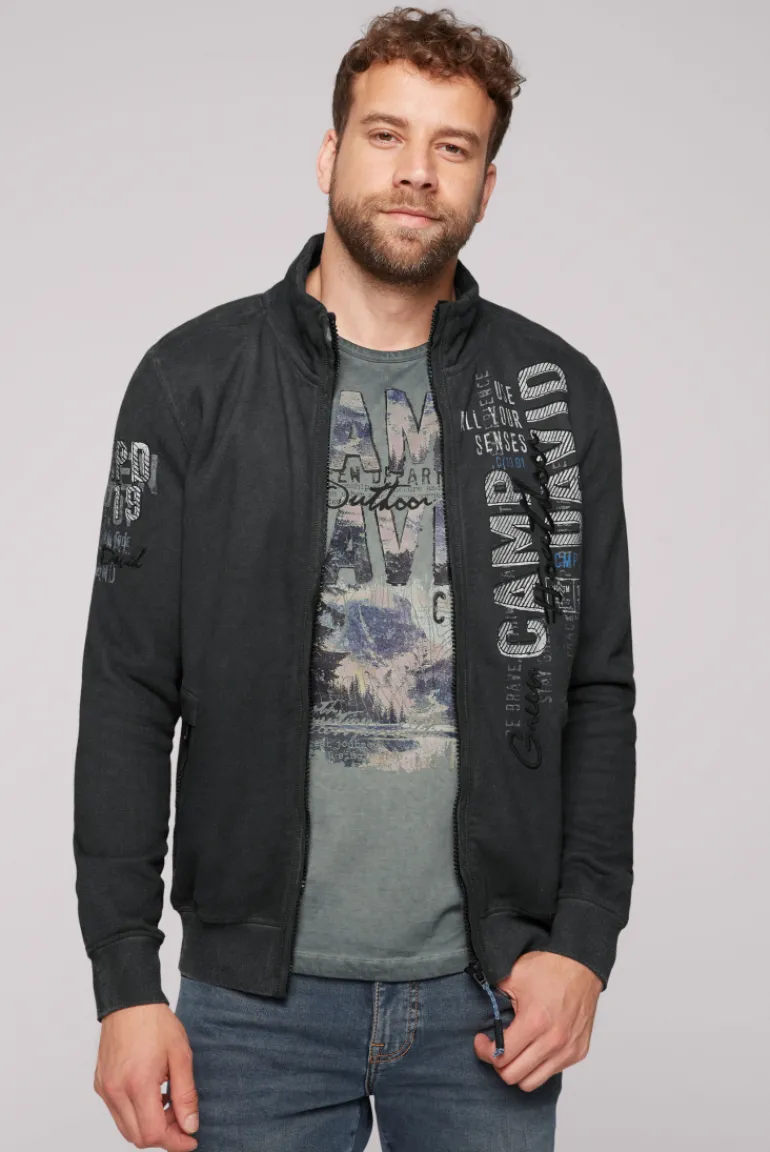 New CAMP DAVID & SOCCX Sweatjacke Oil Dyed mit Logo Artworks black