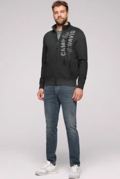 New CAMP DAVID & SOCCX Sweatjacke Oil Dyed mit Logo Artworks black