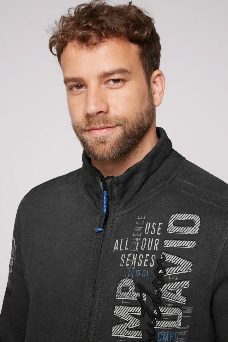 New CAMP DAVID & SOCCX Sweatjacke Oil Dyed mit Logo Artworks black