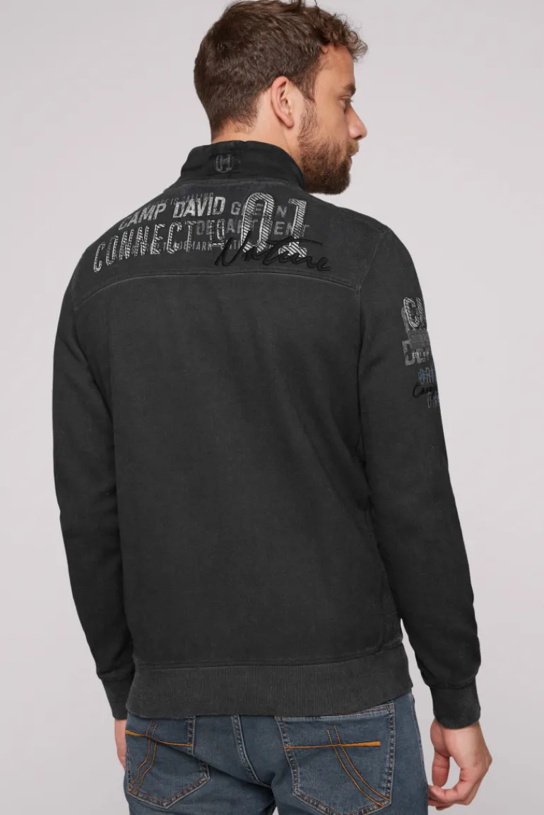 New CAMP DAVID & SOCCX Sweatjacke Oil Dyed mit Logo Artworks black