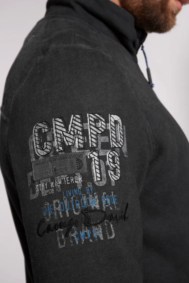 New CAMP DAVID & SOCCX Sweatjacke Oil Dyed mit Logo Artworks black