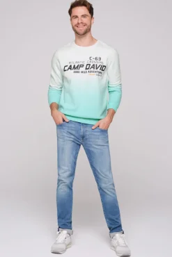 Cheap CAMP DAVID & SOCCX Sweatshirt Dip Dye mit Puff-Print ivory