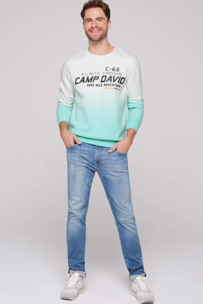 Cheap CAMP DAVID & SOCCX Sweatshirt Dip Dye mit Puff-Print ivory