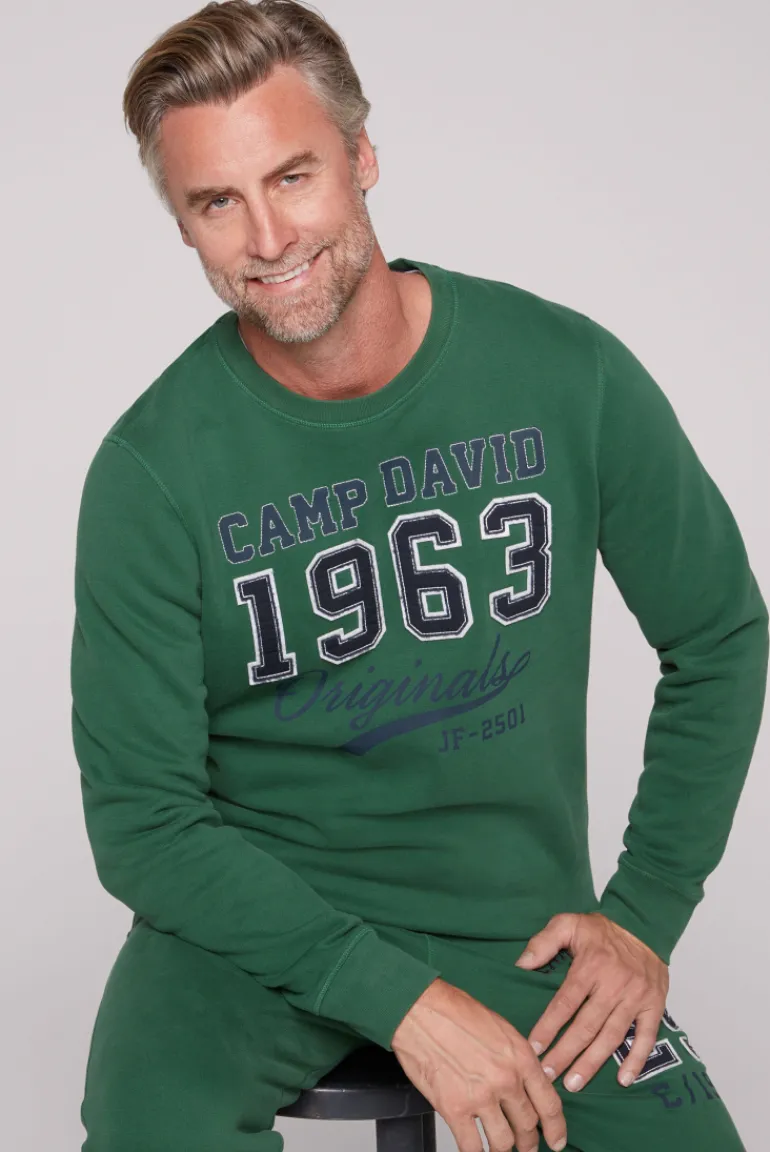 Clearance CAMP DAVID & SOCCX Sweatshirt mit Artwork im Retro-Style raw green rawgreen