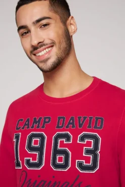 Hot CAMP DAVID & SOCCX Sweatshirt mit Artwork im Retro-Style royal red royalred