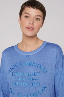 Cheap CAMP DAVID & SOCCX Sweatshirt mit Ausbrenner-Effekten und Print vividblue
