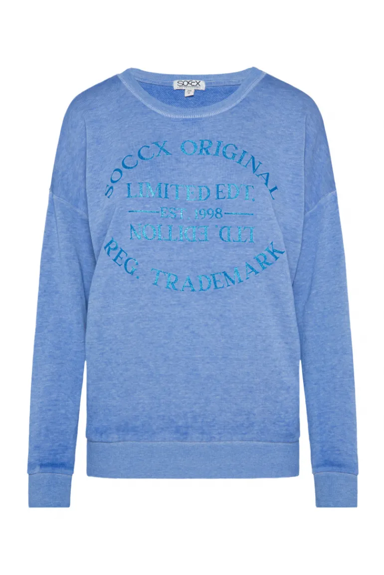 Store CAMP DAVID & SOCCX Sweatshirt mit Ausbrenner-Effekten und Print vividblue