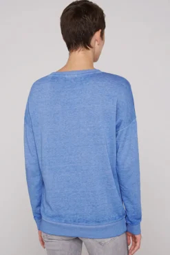 Store CAMP DAVID & SOCCX Sweatshirt mit Ausbrenner-Effekten und Print vividblue