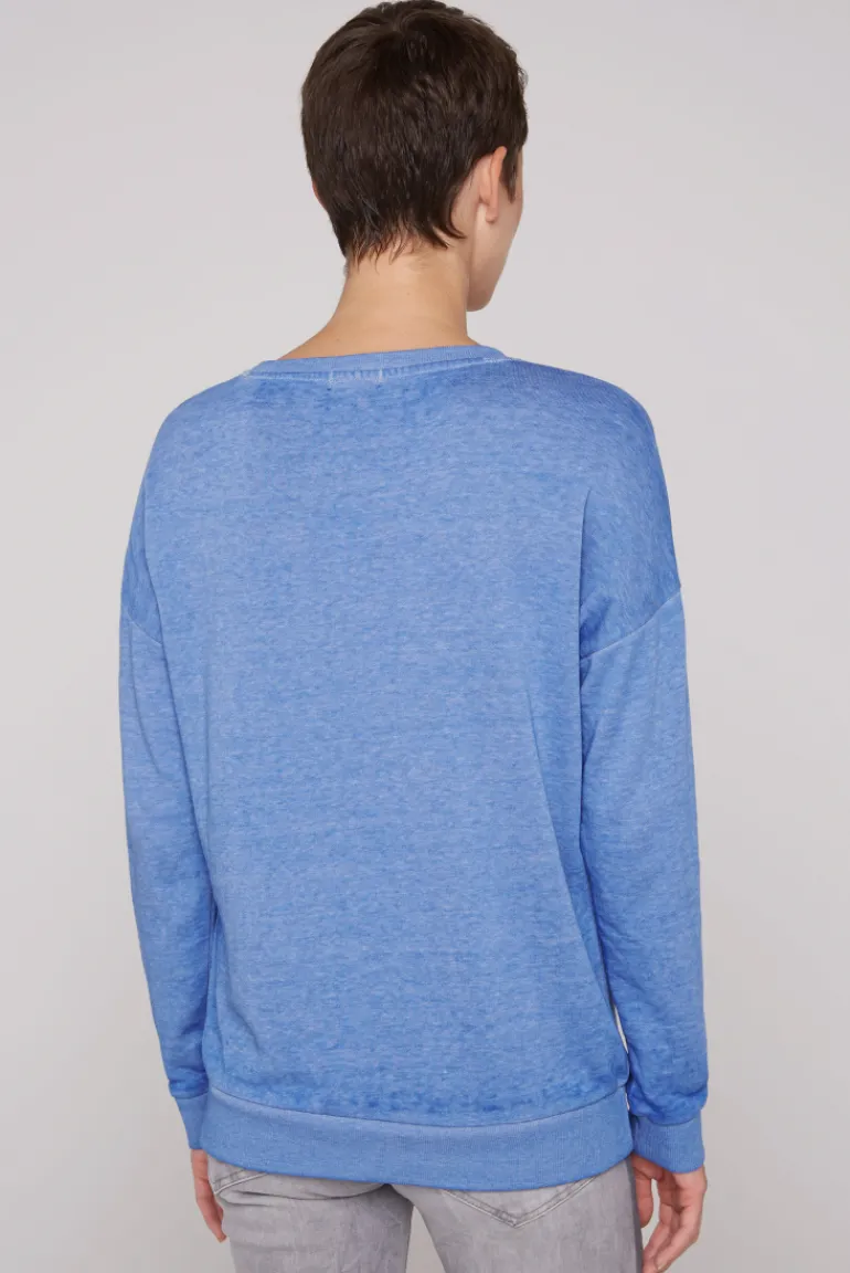 Store CAMP DAVID & SOCCX Sweatshirt mit Ausbrenner-Effekten und Print vividblue