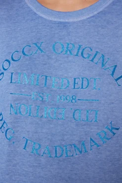 Store CAMP DAVID & SOCCX Sweatshirt mit Ausbrenner-Effekten und Print vividblue