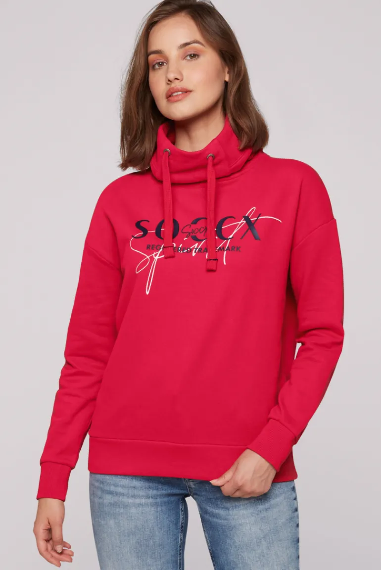 Store CAMP DAVID & SOCCX Sweatshirt mit hohem Kragen und Logo Print clear red clearred