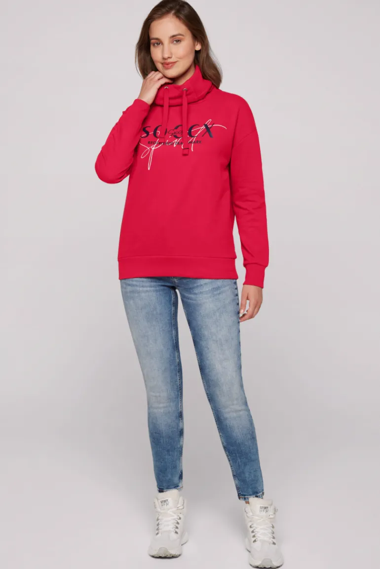 Store CAMP DAVID & SOCCX Sweatshirt mit hohem Kragen und Logo Print clear red clearred