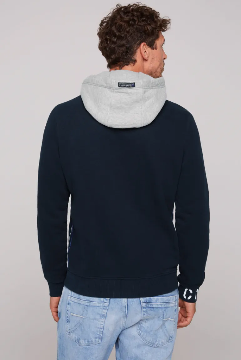 Hot CAMP DAVID & SOCCX Sweatshirt mit Kontrastkapuze und Logo-Stickereien blue navy bluenavy