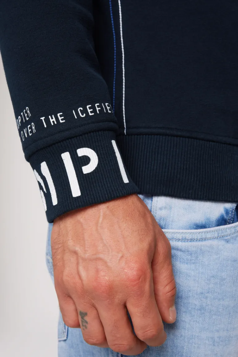 Hot CAMP DAVID & SOCCX Sweatshirt mit Kontrastkapuze und Logo-Stickereien blue navy bluenavy