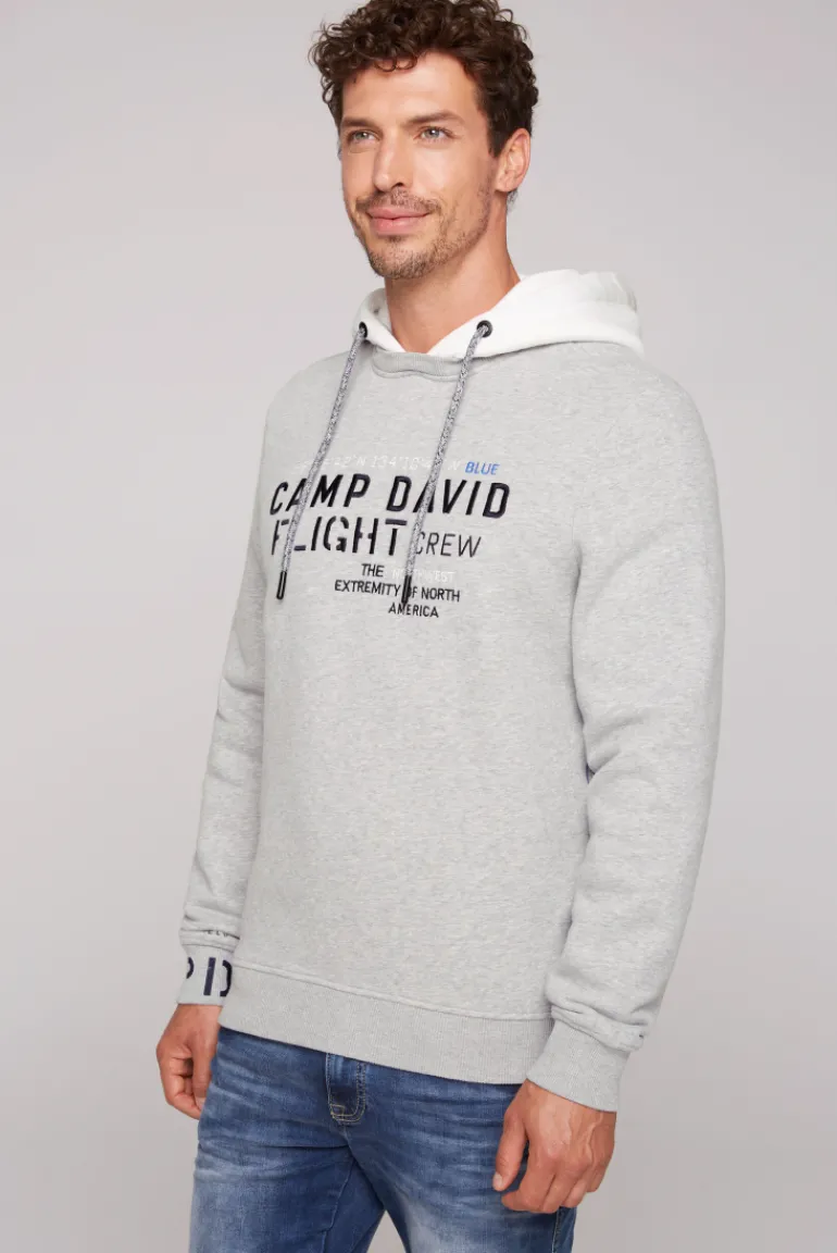 Best Sale CAMP DAVID & SOCCX Sweatshirt mit Kontrastkapuze und Logo-Stickereien granite melange granitemelange