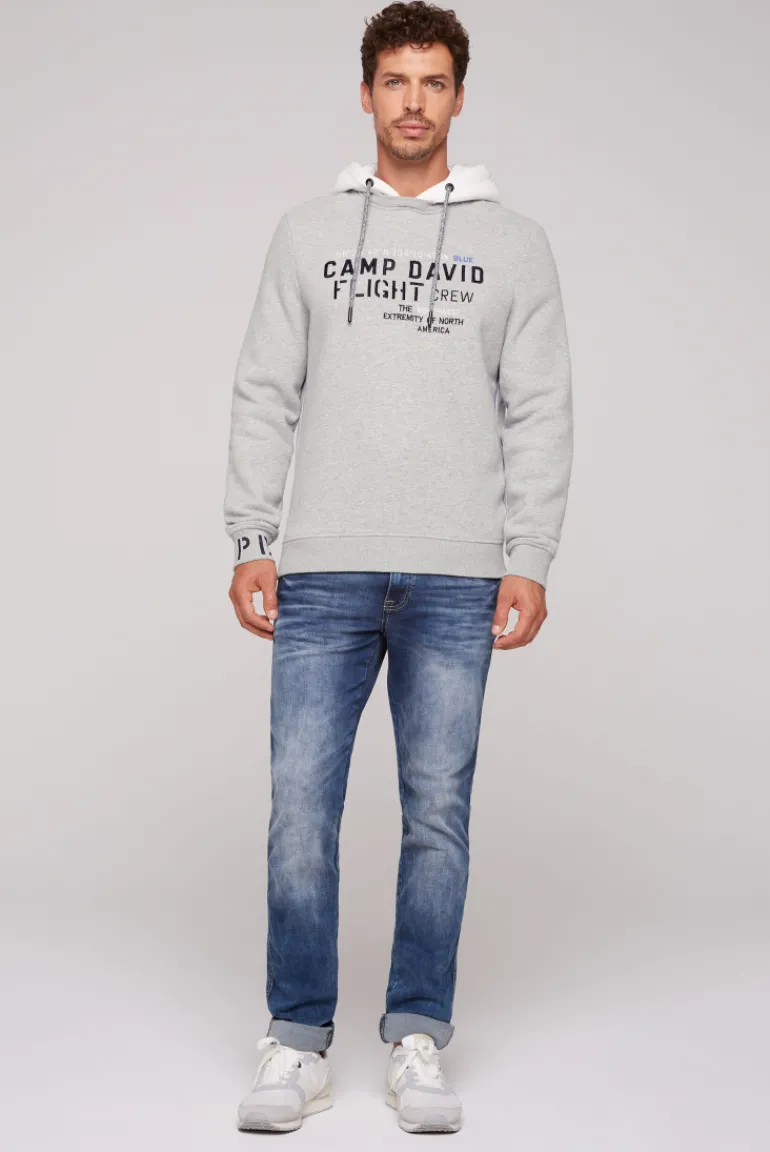 Best Sale CAMP DAVID & SOCCX Sweatshirt mit Kontrastkapuze und Logo-Stickereien granite melange granitemelange