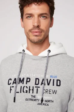 Best Sale CAMP DAVID & SOCCX Sweatshirt mit Kontrastkapuze und Logo-Stickereien granite melange granitemelange