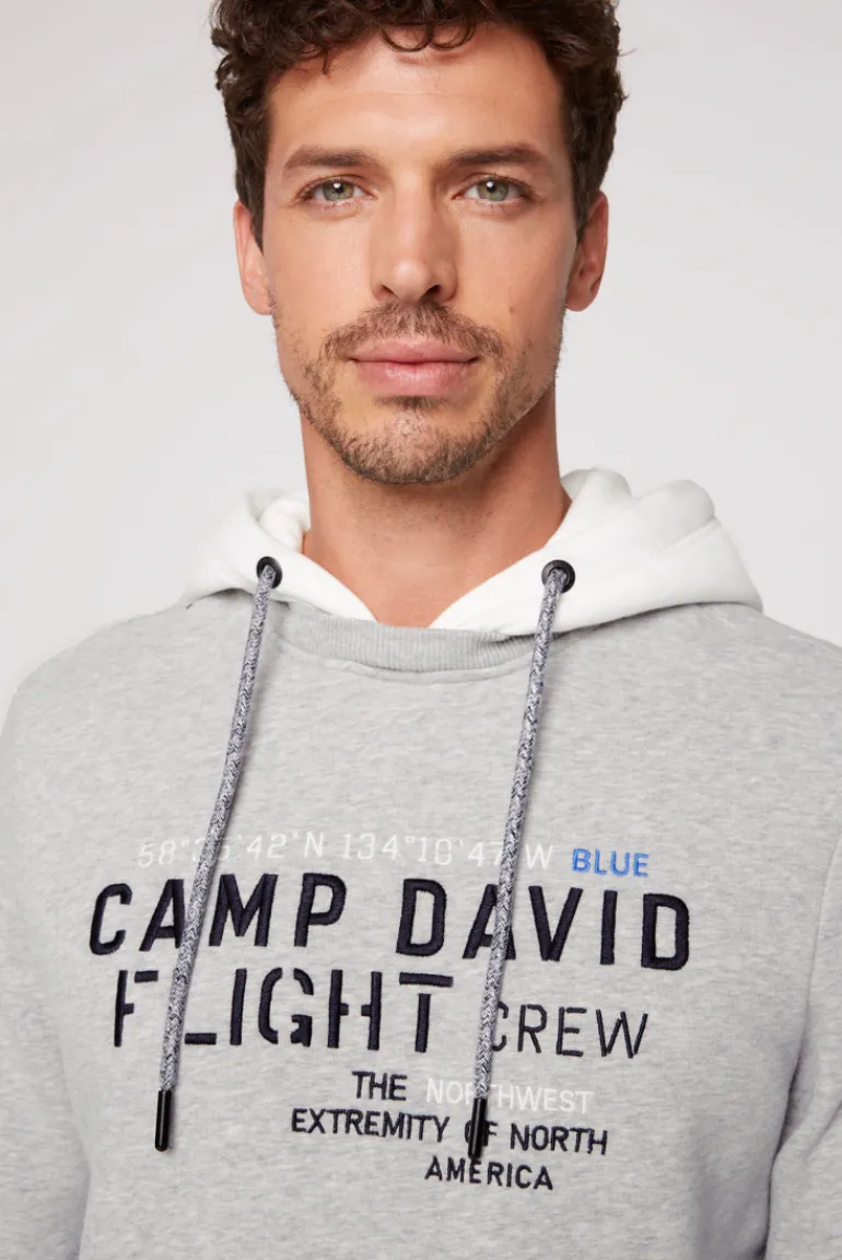 Best Sale CAMP DAVID & SOCCX Sweatshirt mit Kontrastkapuze und Logo-Stickereien granite melange granitemelange