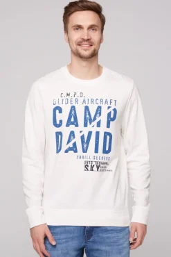 Best Sale CAMP DAVID & SOCCX Sweatshirt mit Logo Print ivory