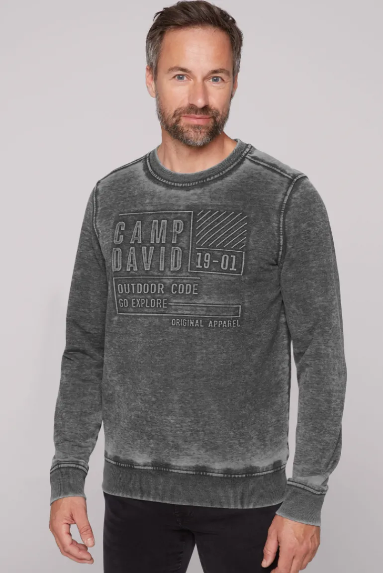 Flash Sale CAMP DAVID & SOCCX Sweatshirt mit Prägedruck black