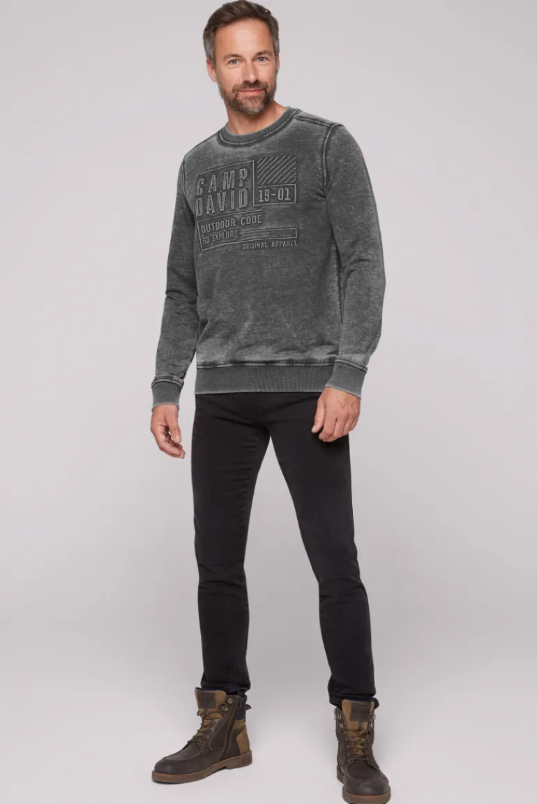 Flash Sale CAMP DAVID & SOCCX Sweatshirt mit Prägedruck black