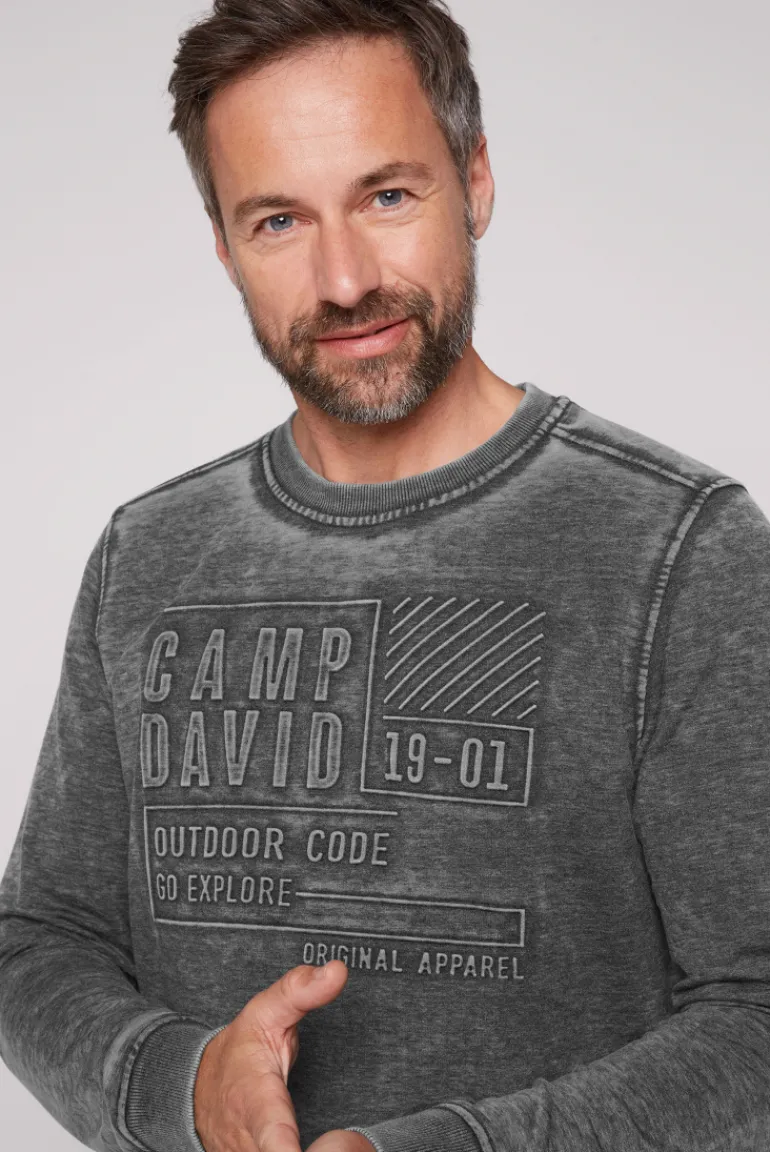 Flash Sale CAMP DAVID & SOCCX Sweatshirt mit Prägedruck black
