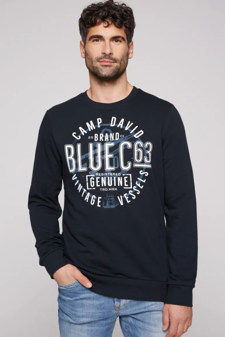 Outlet CAMP DAVID & SOCCX Sweatshirt mit rundem Label Print blue navy bluenavy
