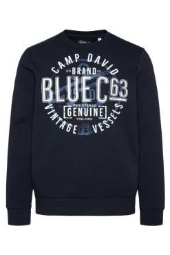 Outlet CAMP DAVID & SOCCX Sweatshirt mit rundem Label Print blue navy bluenavy