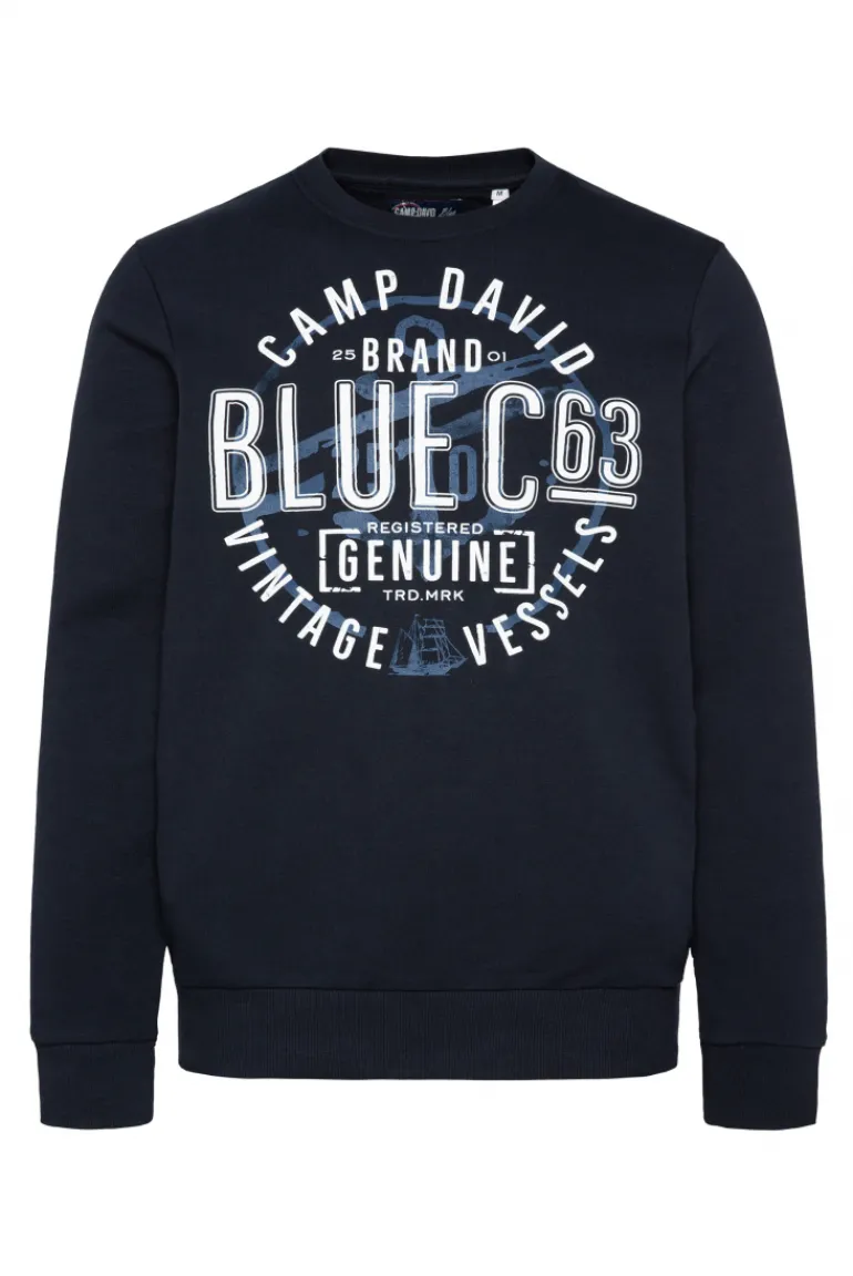 Outlet CAMP DAVID & SOCCX Sweatshirt mit rundem Label Print blue navy bluenavy