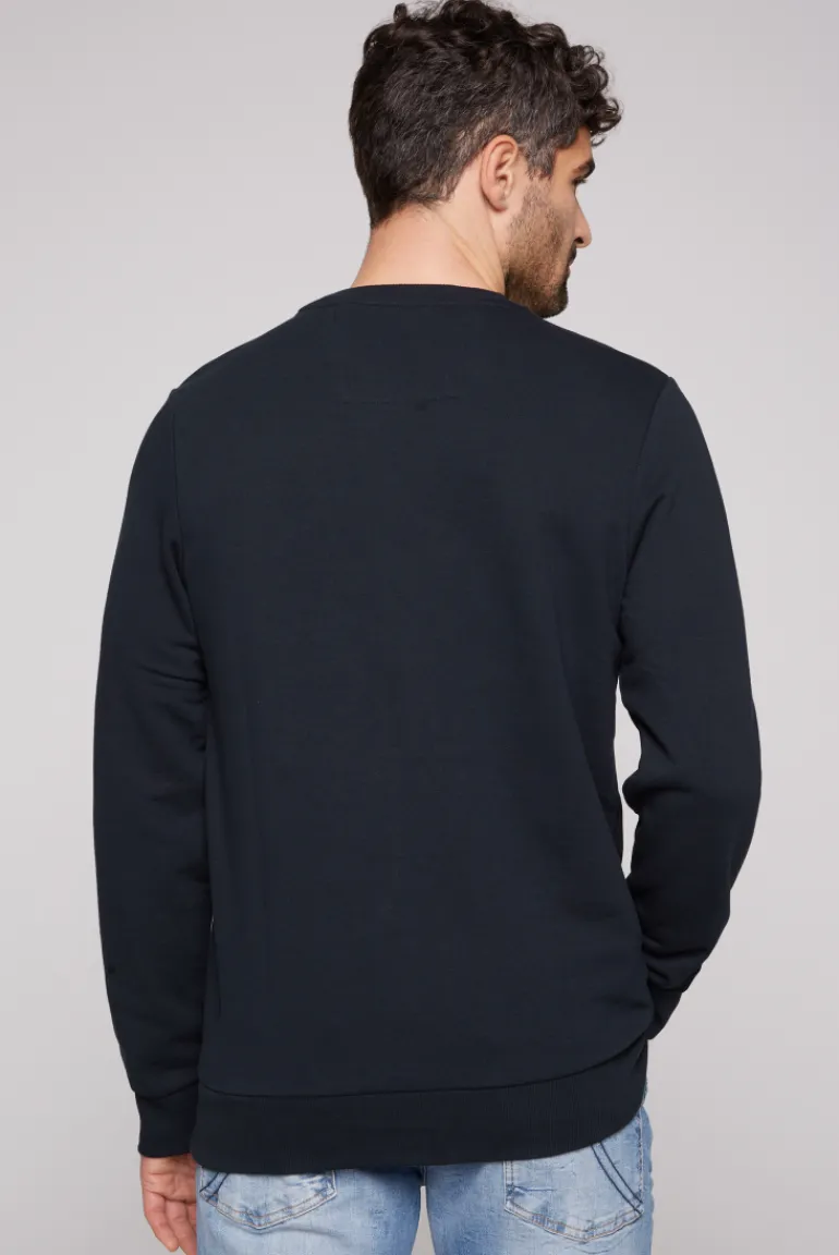 Outlet CAMP DAVID & SOCCX Sweatshirt mit rundem Label Print blue navy bluenavy