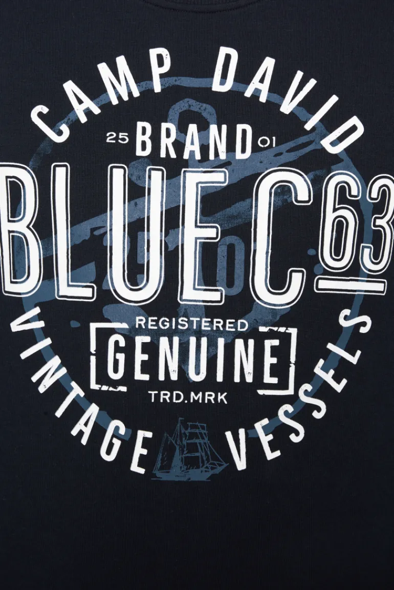Outlet CAMP DAVID & SOCCX Sweatshirt mit rundem Label Print blue navy bluenavy