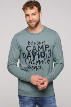 Cheap CAMP DAVID & SOCCX Sweatshirt mit Wording Print grey green | S greygreen
