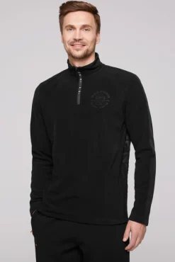 Sale CAMP DAVID & SOCCX Troyer-Fleeceshirt mit Tapes und Prägedrucken black