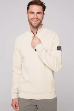 Cheap CAMP DAVID & SOCCX Troyer-Pullover mit Zipper-Detail ecru