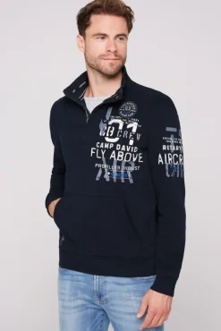 Discount CAMP DAVID & SOCCX Troyer-Sweatshirt mit Artworks blue navy bluenavy