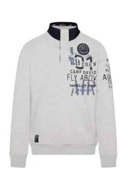 Outlet CAMP DAVID & SOCCX Troyer-Sweatshirt mit Artworks granite melange granitemelange