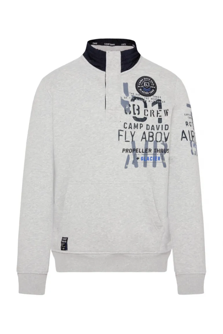 Outlet CAMP DAVID & SOCCX Troyer-Sweatshirt mit Artworks granite melange granitemelange