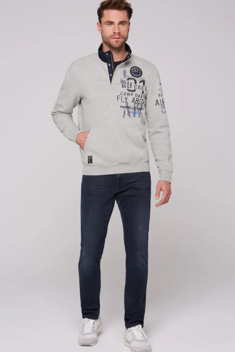 Outlet CAMP DAVID & SOCCX Troyer-Sweatshirt mit Artworks granite melange granitemelange