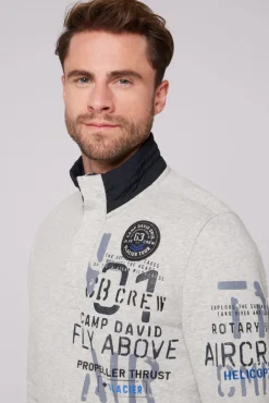 Outlet CAMP DAVID & SOCCX Troyer-Sweatshirt mit Artworks granite melange granitemelange