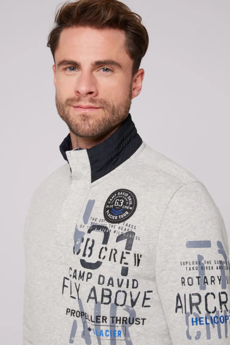 Outlet CAMP DAVID & SOCCX Troyer-Sweatshirt mit Artworks granite melange granitemelange