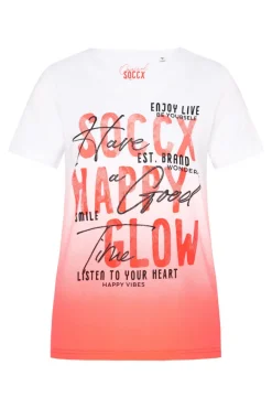 Store CAMP DAVID & SOCCX T-Shirt Dip Dye mit Glitter Wording neon pink neonpink