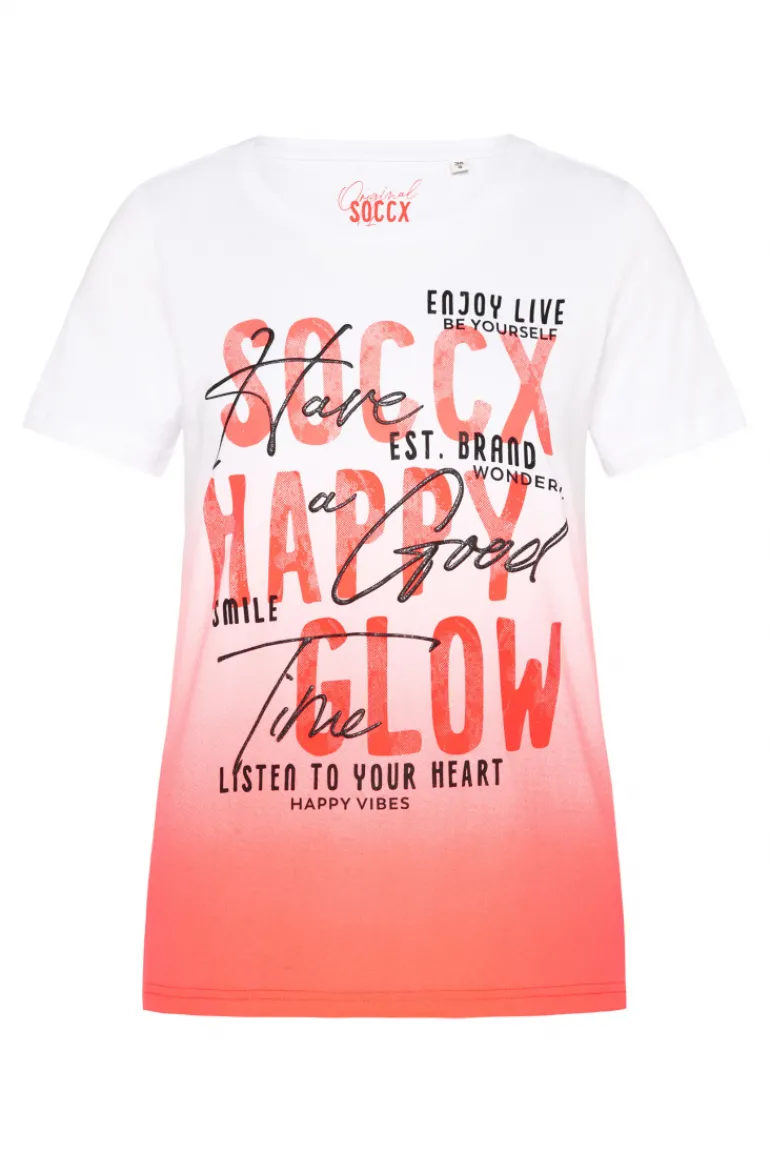 Store CAMP DAVID & SOCCX T-Shirt Dip Dye mit Glitter Wording neon pink neonpink