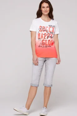 Store CAMP DAVID & SOCCX T-Shirt Dip Dye mit Glitter Wording neon pink neonpink