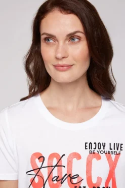 Store CAMP DAVID & SOCCX T-Shirt Dip Dye mit Glitter Wording neon pink neonpink
