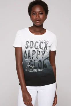 Best Sale CAMP DAVID & SOCCX T-Shirt Dip Dye mit Glitter Wording | S black