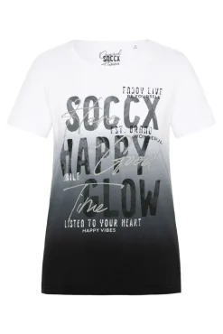 Best Sale CAMP DAVID & SOCCX T-Shirt Dip Dye mit Glitter Wording | S black