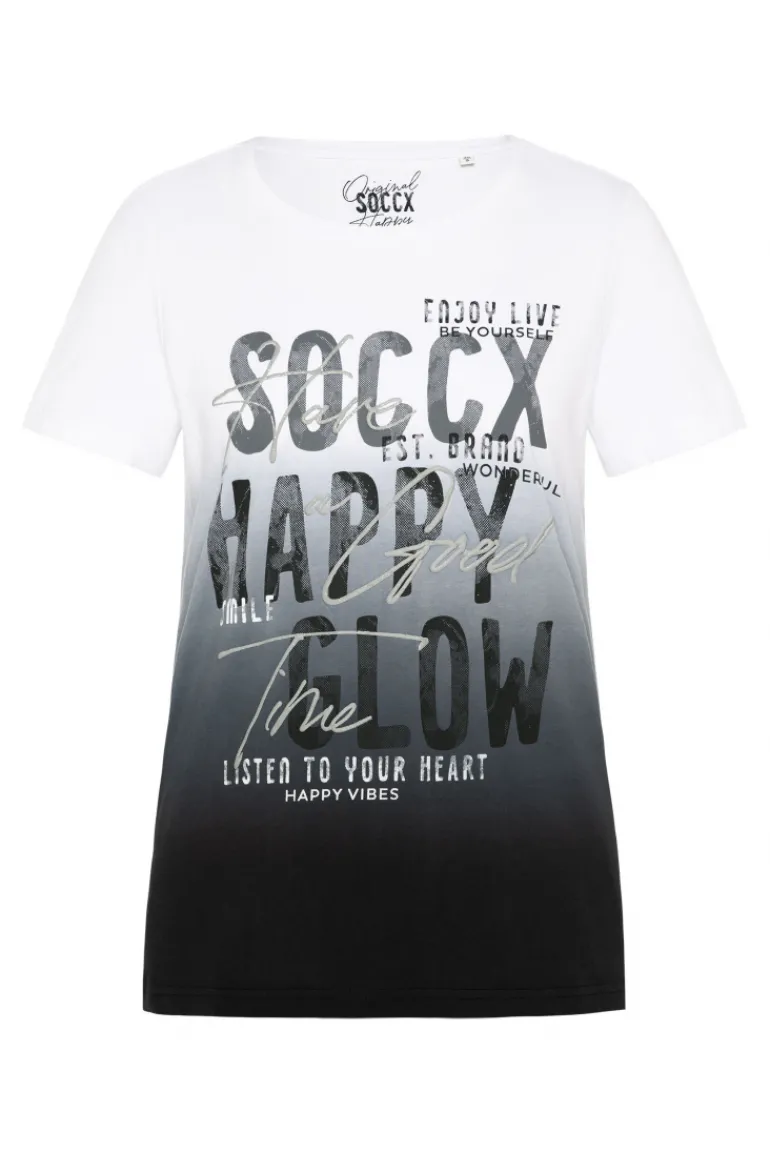 Best Sale CAMP DAVID & SOCCX T-Shirt Dip Dye mit Glitter Wording | S black