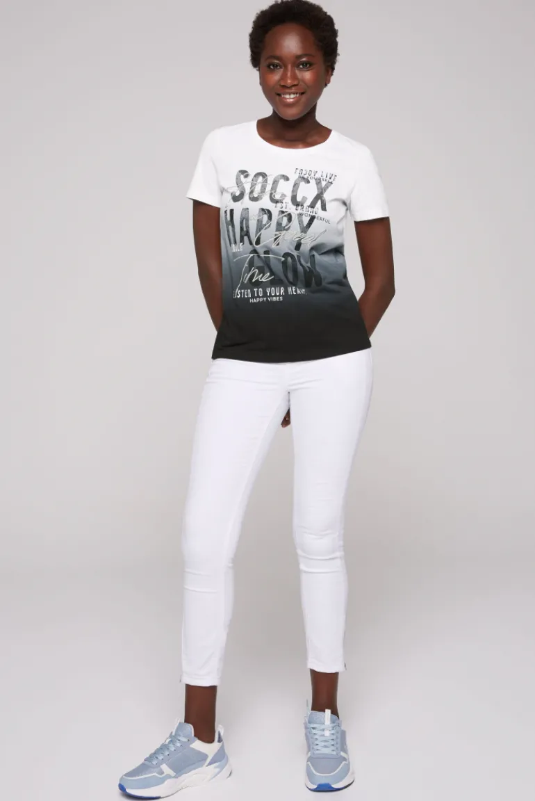 Best Sale CAMP DAVID & SOCCX T-Shirt Dip Dye mit Glitter Wording | S black