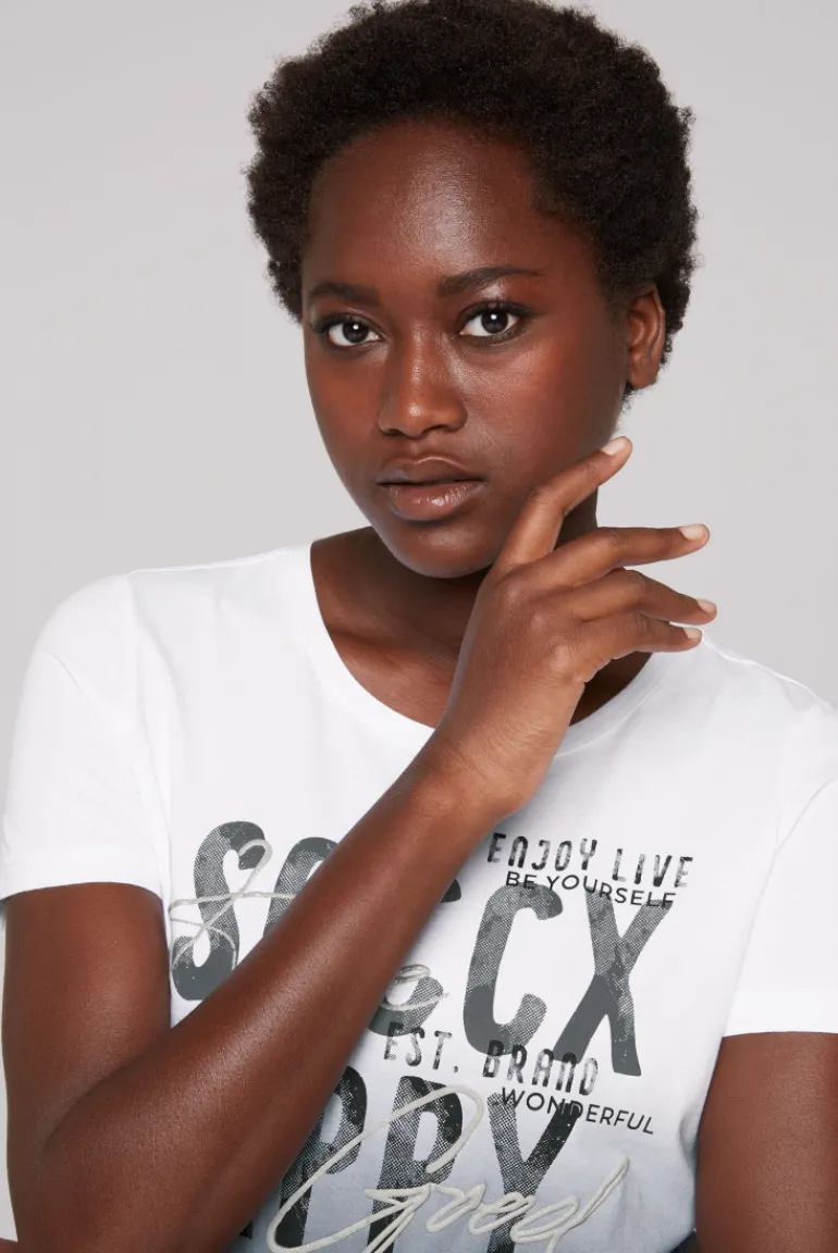 Best Sale CAMP DAVID & SOCCX T-Shirt Dip Dye mit Glitter Wording | S black